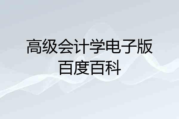 高级会计学电子版百度百科