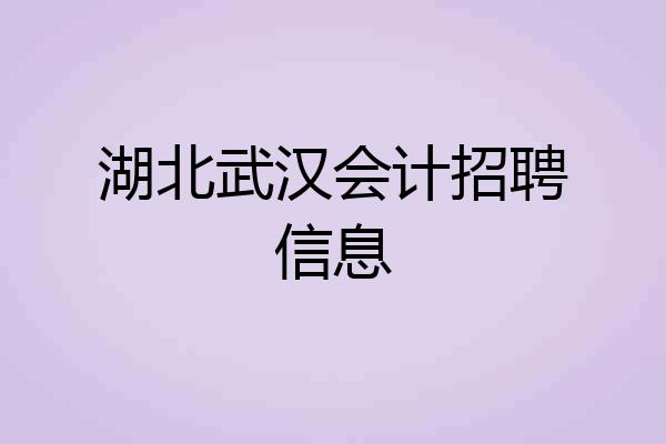 湖北武汉会计招聘信息