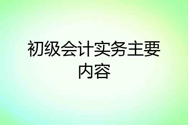 初级会计实务主要内容