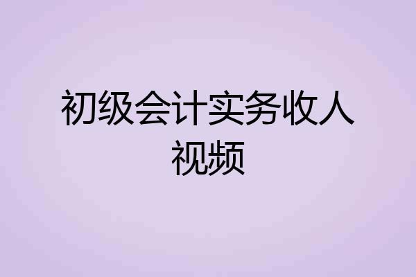 初级会计实务收人视频