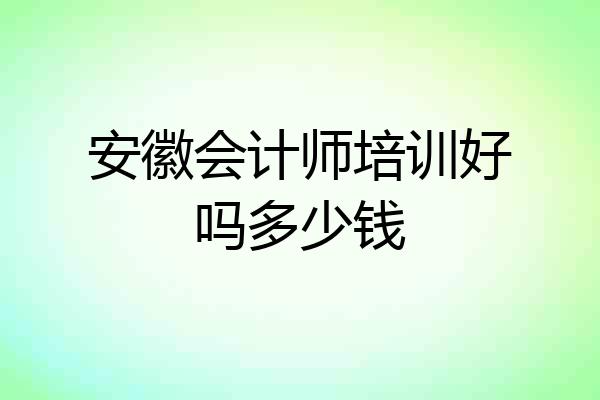 安徽会计师培训好吗多少钱