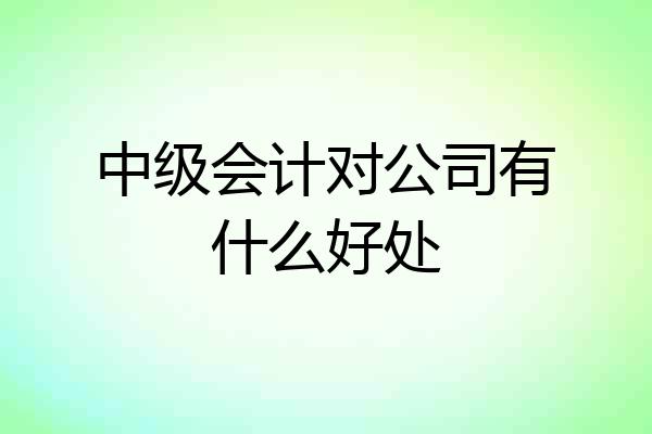 中级会计对公司有什么好处