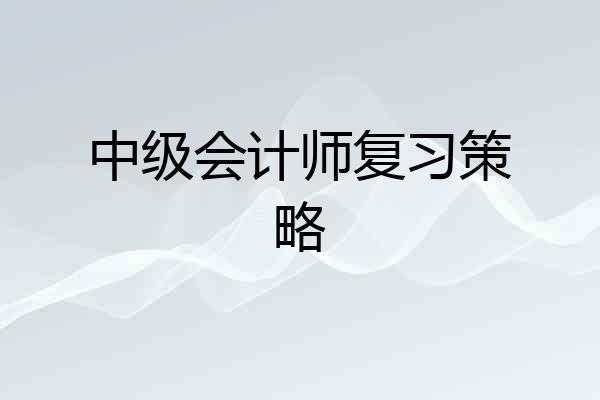 中级会计师复习策略