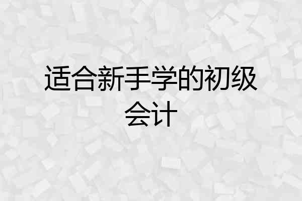适合新手学的初级会计