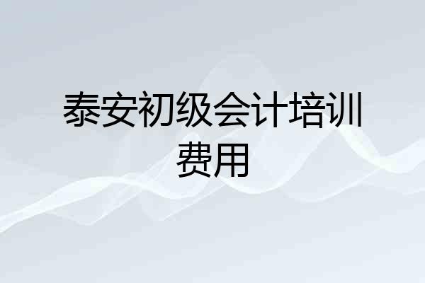 泰安初级会计培训费用