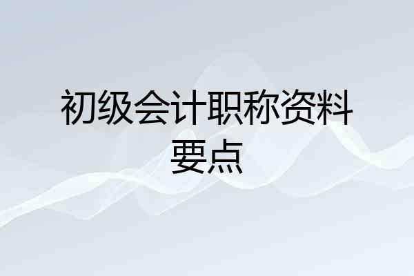 初级会计职称资料要点