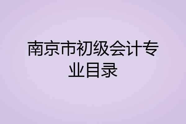 南京市初级会计专业目录