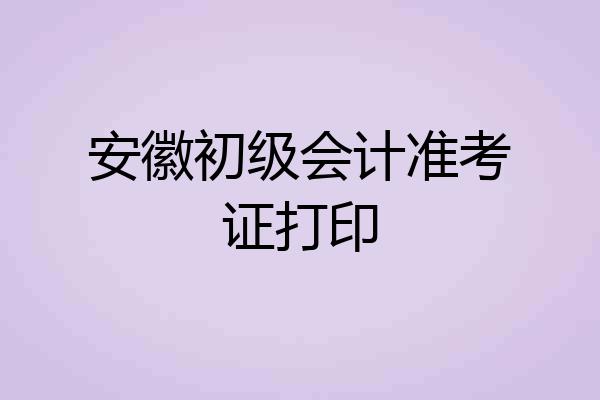 安徽初级会计准考证打印