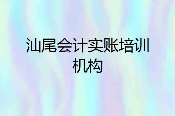 汕尾会计实账培训机构