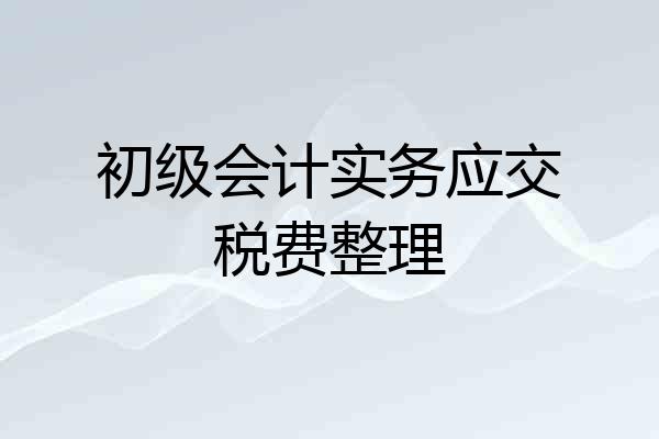 初级会计实务应交税费整理