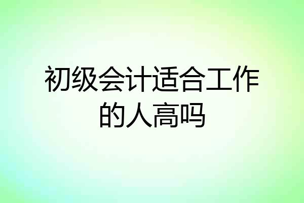 初级会计适合工作的人高吗
