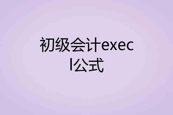 初级会计execl公式
