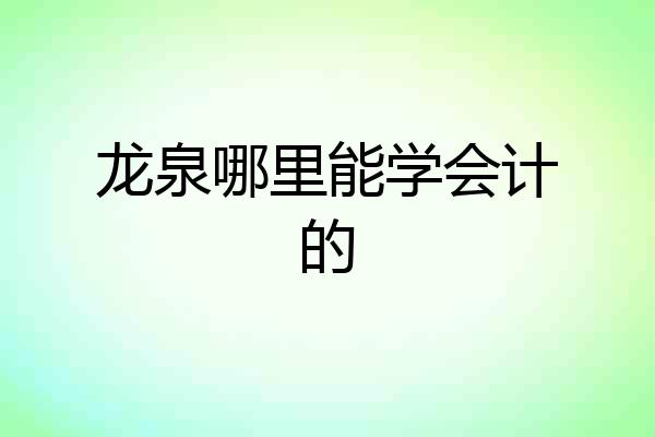 龙泉哪里能学会计的