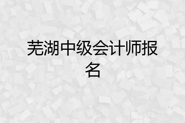 芜湖中级会计师报名
