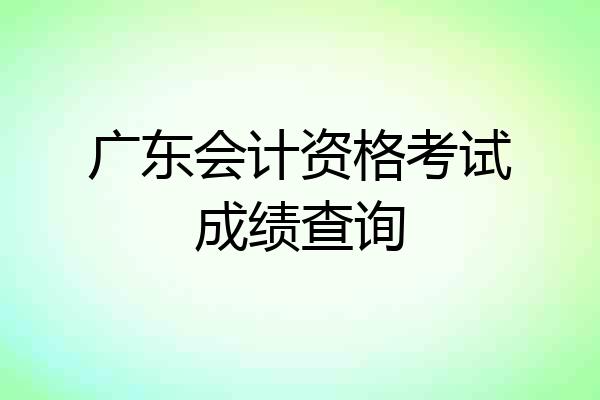 广东会计资格考试成绩查询
