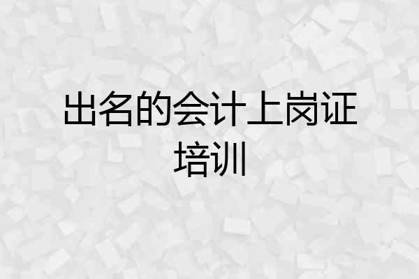 出名的会计上岗证培训
