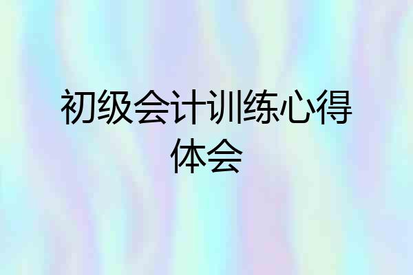 初级会计训练心得体会