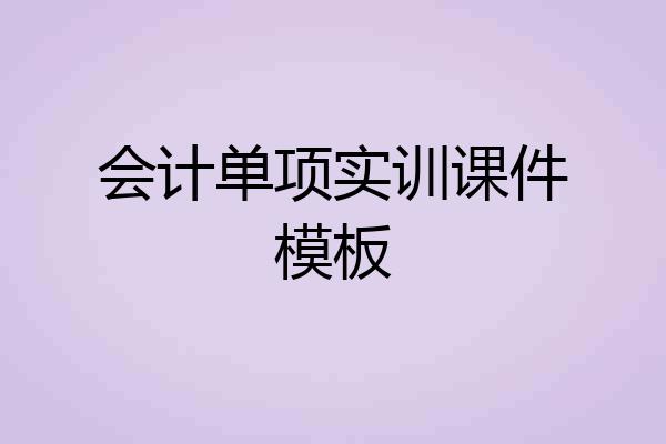 会计单项实训课件模板