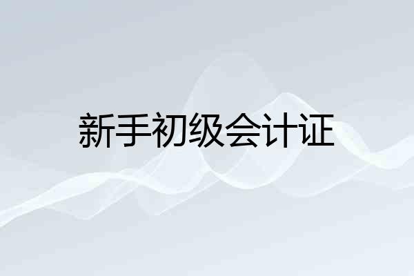 新手初级会计证