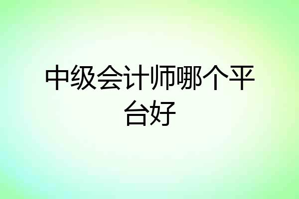 中级会计师哪个平台好