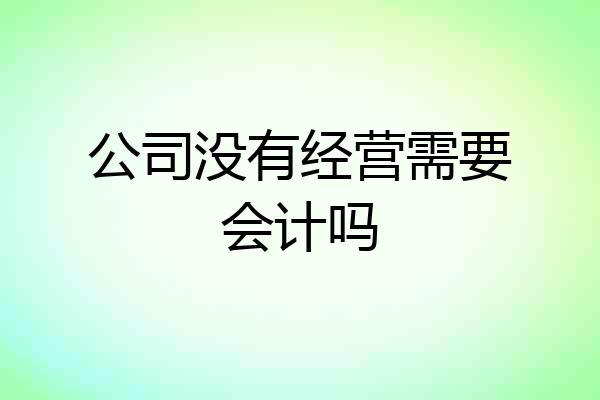 公司没有经营需要会计吗