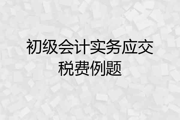初级会计实务应交税费例题