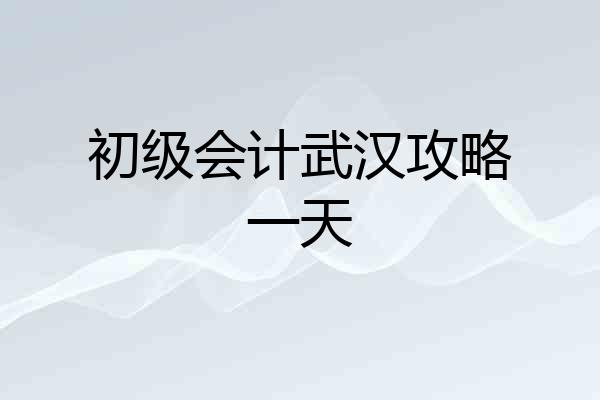 初级会计武汉攻略一天