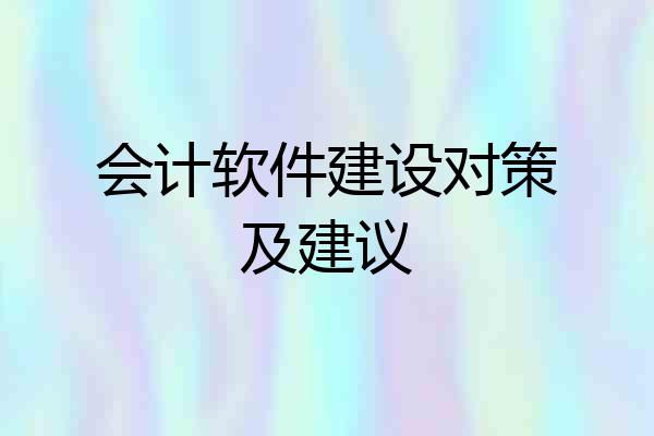 会计软件建设对策及建议