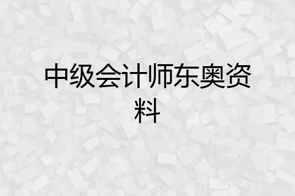 中级会计师东奥资料