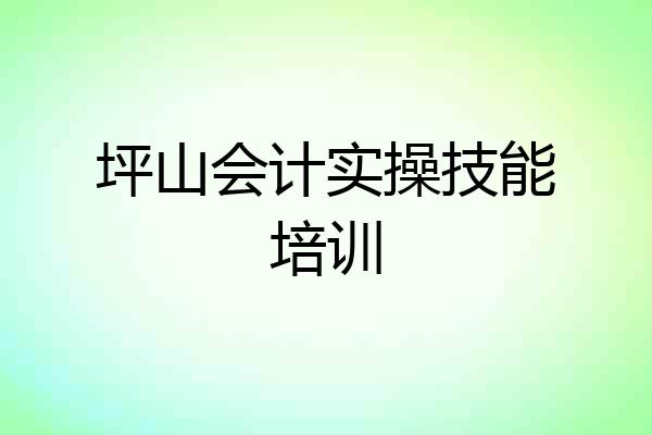 坪山会计实操技能培训