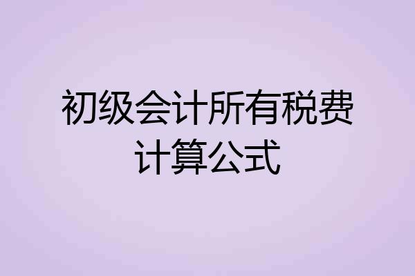 初级会计所有税费计算公式