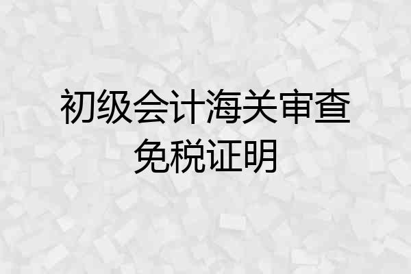 初级会计海关审查免税证明