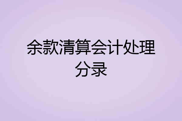 余款清算会计处理分录