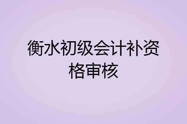 衡水初级会计补资格审核