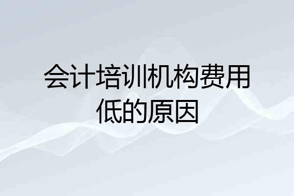 会计培训机构费用低的原因
