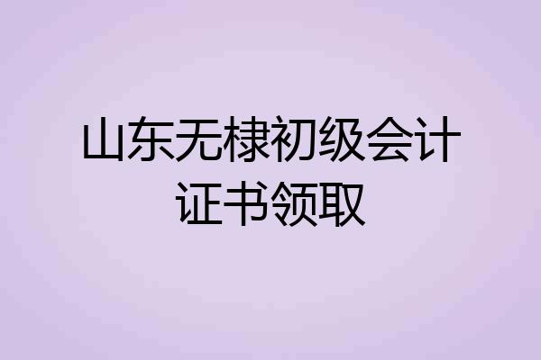 山东无棣初级会计证书领取
