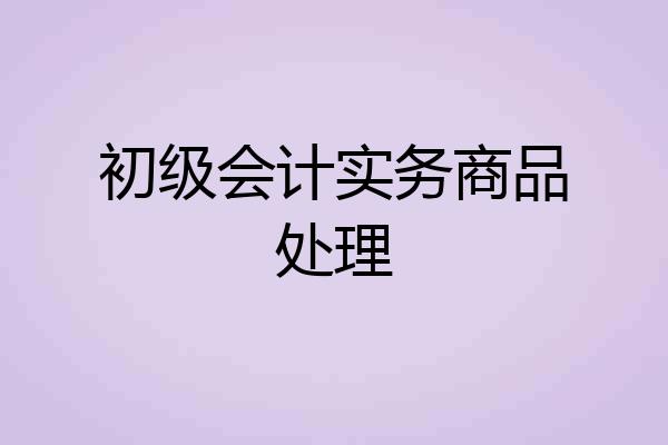 初级会计实务商品处理
