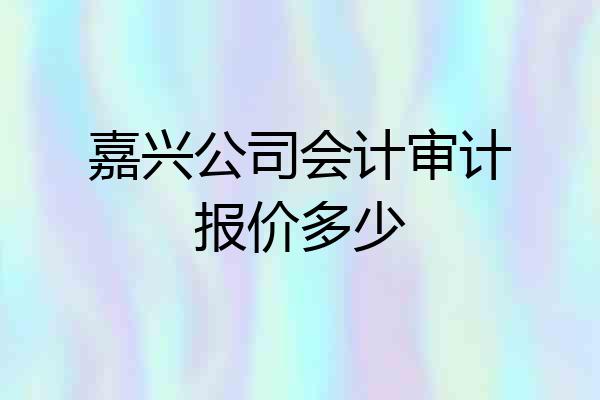 嘉兴公司会计审计报价多少