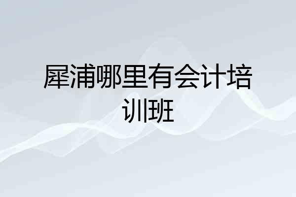 犀浦哪里有会计培训班