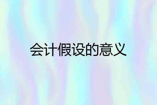 会计假设的意义