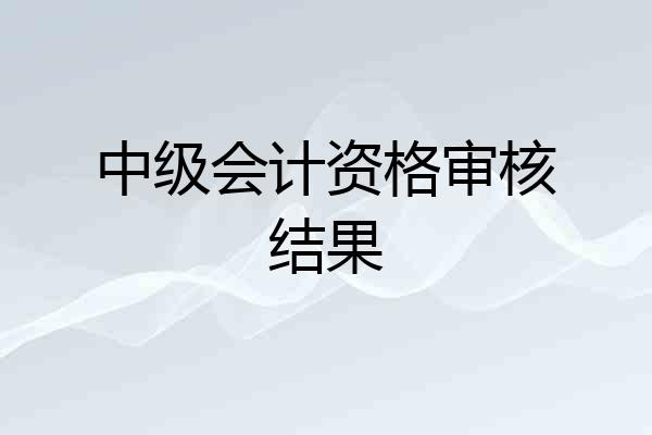 中级会计资格审核结果