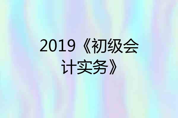 2019《初级会计实务》
