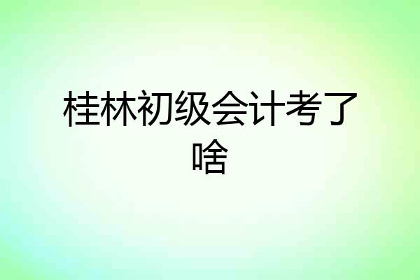 桂林初级会计考了啥