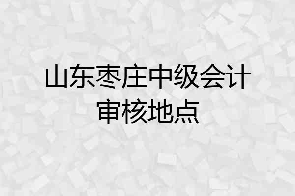 山东枣庄中级会计审核地点