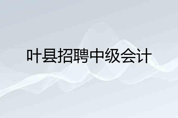 叶县招聘中级会计