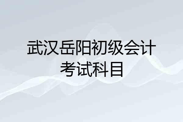 武汉岳阳初级会计考试科目