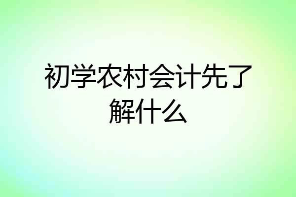 初学农村会计先了解什么