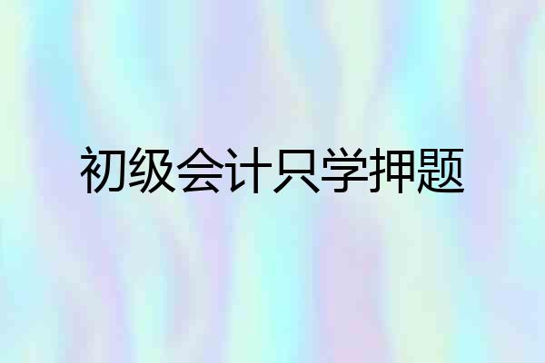 初级会计只学押题