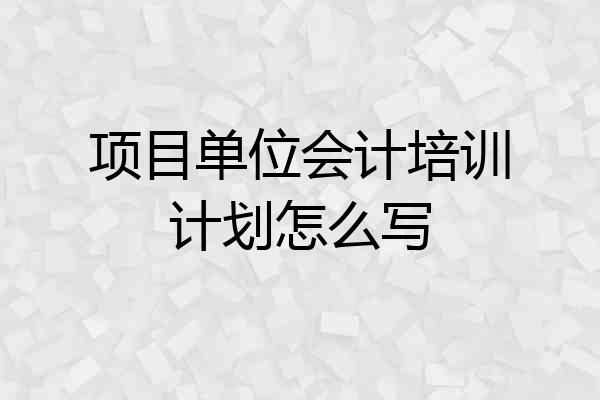 项目单位会计培训计划怎么写