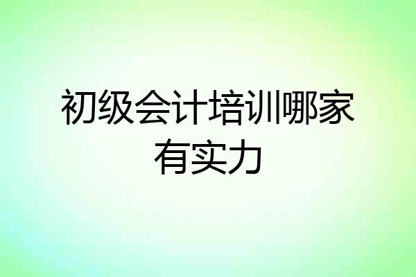 初级会计培训哪家有实力